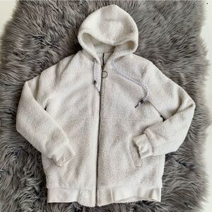 Men’s Hoodie Jacket Large white Sherpa pockets Back Big Skull in Black Unknown